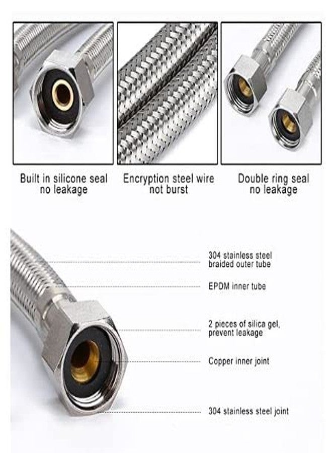 SPAZIO خرطوم توصيل من الفولاذ المقاوم للصدأ من Spazio بطول 18 بوصة، شديد التحمل، بلمسة نهائية من الكروم، مناسب لإكسسوارات الحمامات/إكسسوارات المراحيض (عبوة من 10 قطع) - Image 2